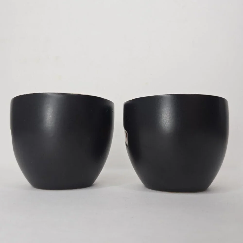 BAILEY'S Irish Cream Yours And Mine Black Ceramic Cups Set of 2 2.75